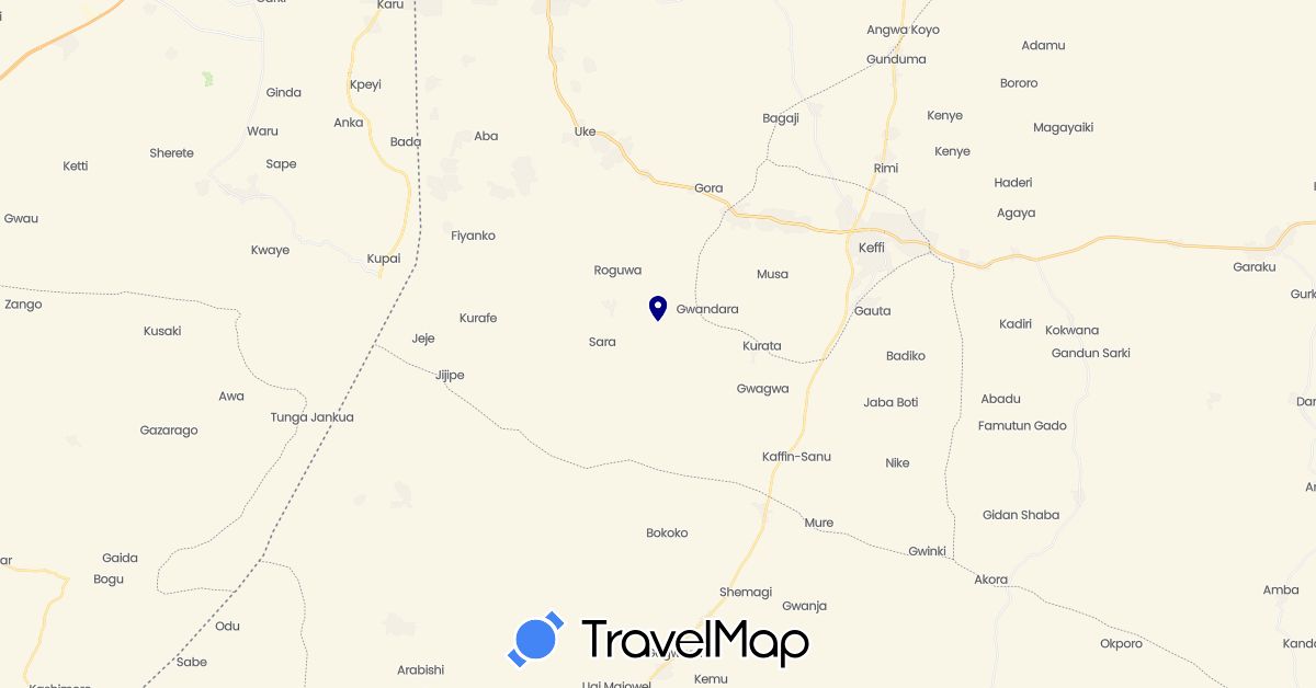 TravelMap itinerary: driving in Nigeria (Africa)